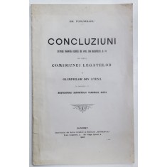 CONCLUZIUNI ...DIN PARTEA COMISIUNEI LEGATELOR..DIN ATENA ..IN PROCESUL CU MOSTENITORII DEFUNCTULUI VANGHELIE ZAPPA de EM. PORUMBARU , 1906
