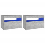 Cumpara ieftin Noptiera cu lumini LED, 2 buc., gri beton, 60x35x40 cm