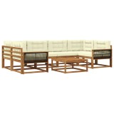 vidaXL Set de canapele de exterior cu pernă 7 pcs Natural și Crem 3382383