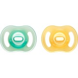Tommee Tippee Ultra Light Night suzetă Yellow/ Green 0-6m 2 buc