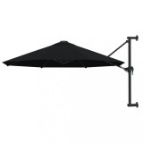 vidaXL Umbrelă de soare de perete cu st&acirc;lp metalic, negru, 300 cm