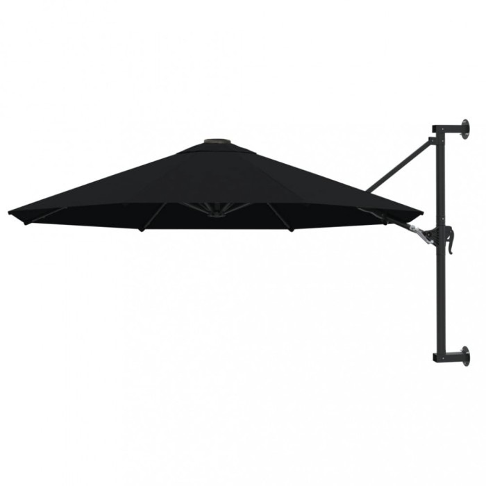 vidaXL Umbrelă de soare de perete cu st&acirc;lp metalic, negru, 300 cm