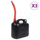 VidaXL Bidon de combustibil, pipă flexibilă, 3 buc. negru 10 L plastic