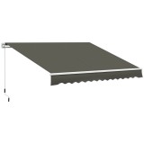 Outsunny Copertină Pliabilă pentru Exterior, Copertină Tip Roll-Up cu Deschidere Manivelă, 350x250 cm, Gri | Aosom Romania
