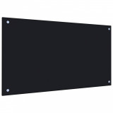 VidaXL Panou antistropi de bucătărie, negru 90x50 cm sticlă securizată