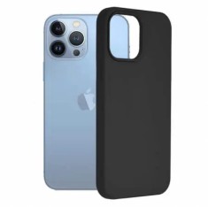 Husa iPhone 13 Pro Max Silicon Negru Slim Mat cu Microfibra SoftEdge foto
