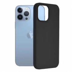Husa iPhone 13 Pro Max Silicon Negru Slim Mat cu Microfibra SoftEdge