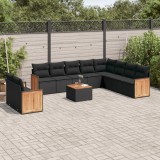 Cumpara ieftin Set canapele de grădină cu perne, 11 piese, negru, poliratan