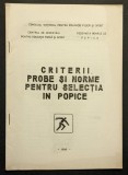 Sport POPICE &ndash; CRITERII PROBE NORME pt Selectie UZ INTERN 29 pag, tabele