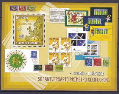 DB1 Sao Tome Europa 50 ANI primul timbru SS MNH foto