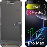 Display cu Touchscreen ZY pentru Apple iPhone 16 Pro Max, cu Rama, Versiune LCD In-Cell IC Movable, Negru