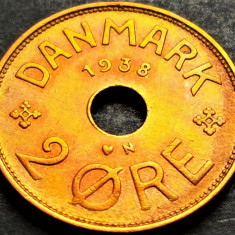 Moneda istorica 2 ORE - DANEMARCA, anul 1938 *cod 4965 B = excelenta!