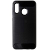 Husă tip capac spate Carbon silicon neagră pentru Samsung Galaxy A20e