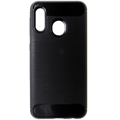 Husă tip capac spate Carbon silicon neagră pentru Samsung Galaxy A20e foto