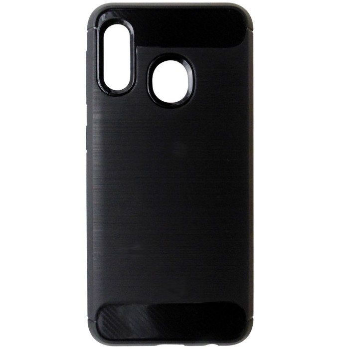 Husă tip capac spate Carbon silicon neagră pentru Samsung Galaxy A20e