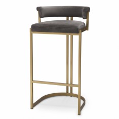 Scaun de bar Dante finisaj bronz periat catifea gri savona 115838 EICHHOLTZ Gri Savona catifea gri | finisaj alamă periată
