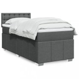 Gossi pat box spring cu saltea, gri inchis, 100x200 cm, textil