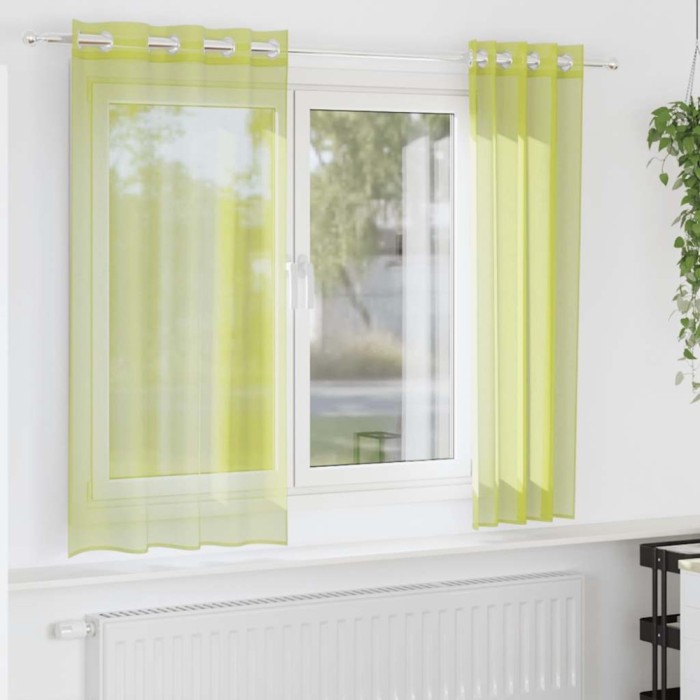 Perdele Voile cu Oelii 2 buc Verde măr 140x140 cm