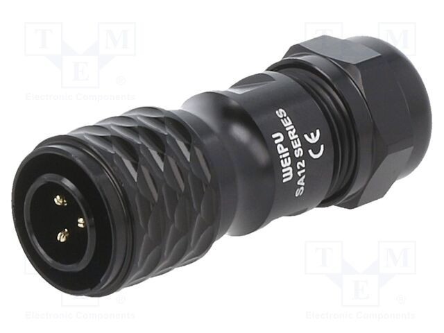 Mufă SA12 tată PIN 3 IP67 5&divide;8mm 13A WEIPU 250V