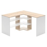 Birou de colt DTD stejar sonoma alb Tamari 120x120x75,4 cm