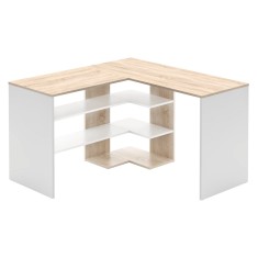 Birou de colt DTD stejar sonoma alb Tamari 120x120x75,4 cm