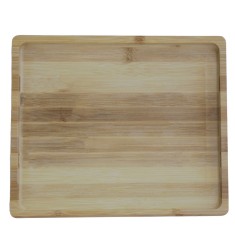 Platou Pufo din lemn de bambus pentru servire alimente, aperitive, dulciuri, pizza, 32 cm, maro