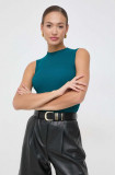 BOSS vestă culoarea verde, light, cu turtleneck 50473237