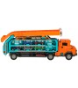Set de joaca camion transportator cu pista de lansare si 6 masinute