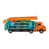 Set de joaca camion transportator cu pista de lansare si 6 masinute