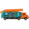Set de joaca camion transportator cu pista de lansare si 6 masinute