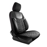 Cumpara ieftin Set Huse Scaune Auto Panda Berlin, negru cu cusatura gri, 11 piese