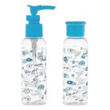 Set Sticle de Calatorie Transparente, Capac Albastru, 100ml - 2buc