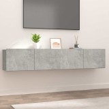 Comode TV, 2 buc., gri beton, 80x30x30 cm, lemn compozit