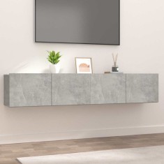 Comode TV, 2 buc., gri beton, 80x30x30 cm, lemn compozit