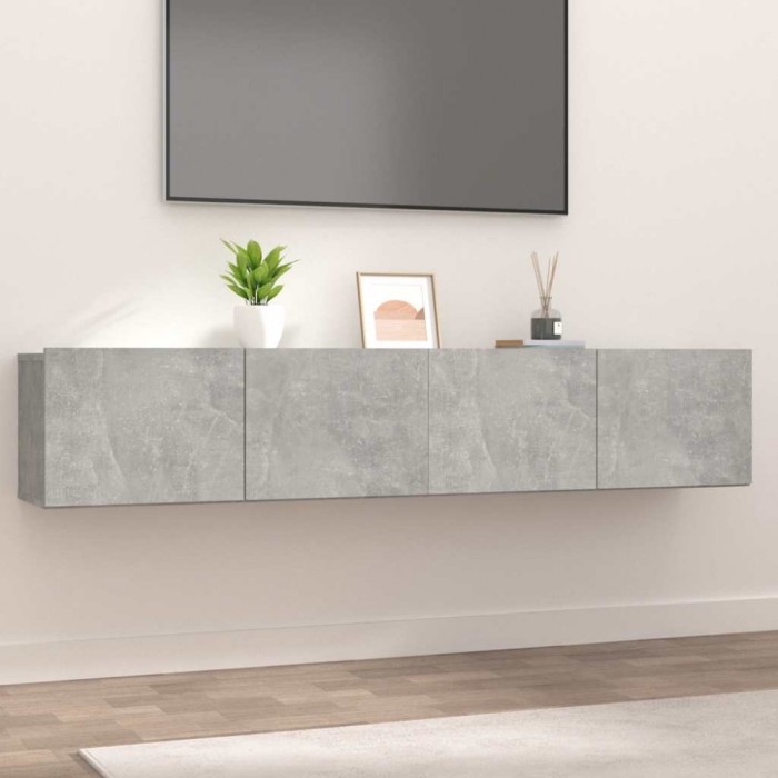 Comode TV, 2 buc., gri beton, 80x30x30 cm, lemn compozit