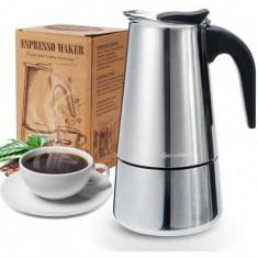 Espressor Godmorn, cafetiera italiana Moka din otel inoxidabil, potrivita pentru aragazul cu inductie, 4 cani, 200 ml - RESIGILAT