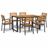VidaXL Set mobilier de grădină, 7 piese, lemn masiv de acacia și metal