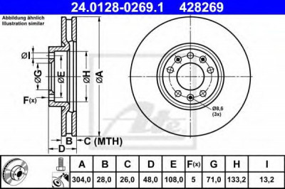 Disc frana PEUGEOT 508 SW (2010 - 2016) ATE 24.0128-0269.1 foto