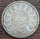 (A152) MONEDA DIN ARGINT FRANTA - 100 FRANCS 1992, JEAN MONNET