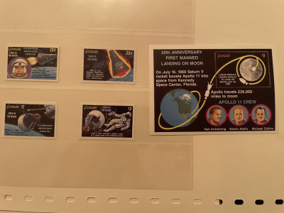 grenada serie timbre spatiu cosmos apollo aselenizare nestampilate MNH foto