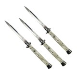 Cumpara ieftin Set trei bricege automate stiletto, Italian Blade, otel inoxidabil, husa inclusa, argintiu, 33 cm