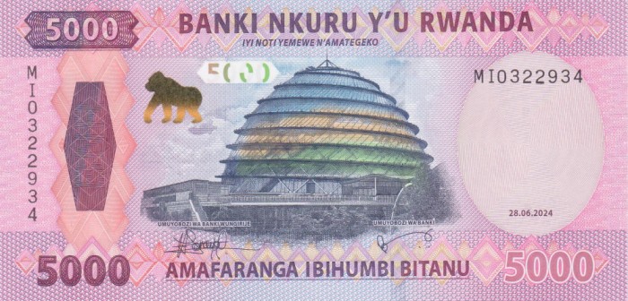 Bancnota Rwanda 5.000 Franci 2024 - P45 UNC ( vezi descriere )