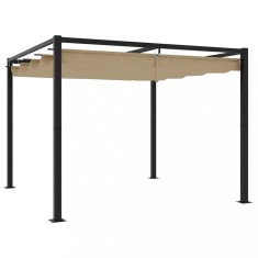 vidaXL Foișor de grădină cu acoperiș retractabil Taupe 3x3 m oțel