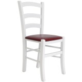 Scaun Paesana - cadru alb - imitatie piele bordo - 21902