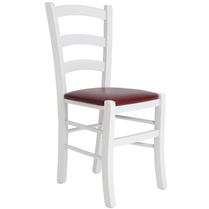 Scaun Paesana - cadru alb - imitatie piele bordo - 21902