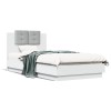 Gossi cadru de pat cu tablie si lumini led, alb, 90x190 cm