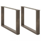 vidaXL Picioare pentru masă de cafea &icirc;n formă de U, 2 buc., oțel natural, 70x(42-43) cm