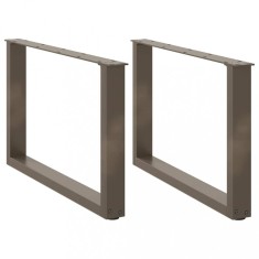 vidaXL Picioare pentru masă de cafea &icirc;n formă de U, 2 buc., oțel natural, 70x(42-43) cm