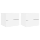 Noptiere montate pe perete cu lumini LED, 2 buc., alb, DKD Home Decor