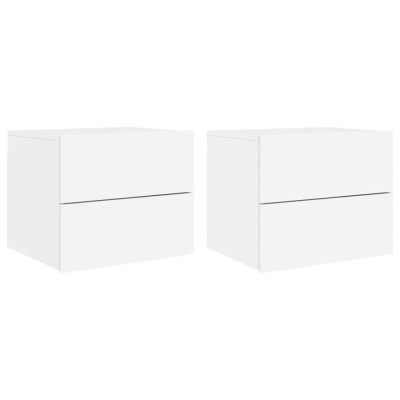 Noptiere montate pe perete cu lumini LED, 2 buc., alb foto